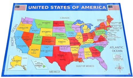 IDEANATEGRATE Leichte und Verschleißfeste Deutschlandkarte aus UV Papier 2 Stück Kreative Amerika Kartenwand zum Lernen für Schüler im Homeschooling und Klassenzimmer