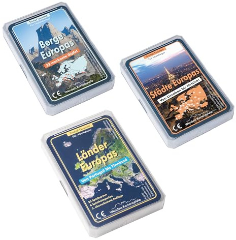 Wendels Kartenspiele Europa Set: Berge Europas, Städte Europas und Länder Europas - 3 Quartette im Bundle