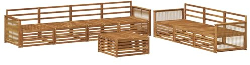 vidaXL Outdoor-Sofagarnitur 8 pcs Natur Massivholz Akazie, Garten Sofa, modernes Outdoor-Mobiliar, Bequeme Lounge-Ecke für Terrasse und Patio