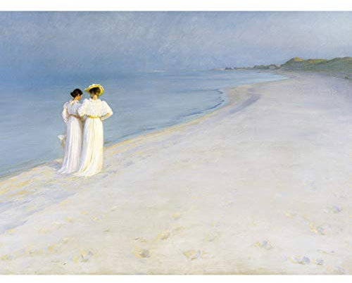 Fine Art Prints Ps Kroyer Summer Evening Walking Skagens Beach Großer Kunstdruck Poster Wanddekoration Premium Wandbild