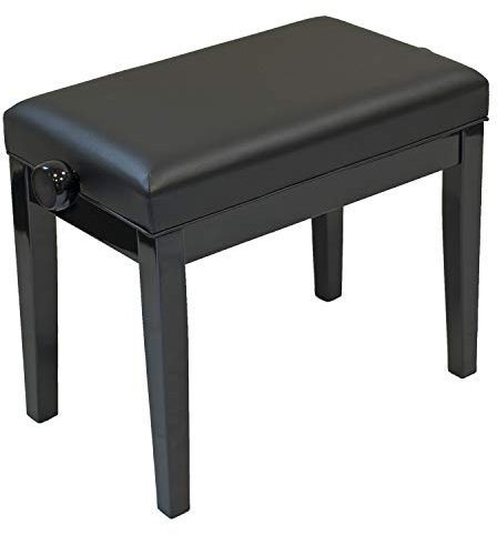 Pianelli Klavierbank schwarz Glanz, sehr stabile Doppelscherenmechanik, umlaufendes Polster
