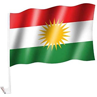 Sportfanshop24 Kurdistan Fahne für Auto, Rot-Weiß-Grün, Rechteckig, Polyester, Mastmontage, Außenbereich, Alle Gelegenheiten, Autofahne, Flagge