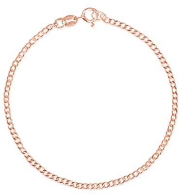modabilé Armband Damen Rosegold Vergoldet Armkette aus 925er Sterling Silber (16cm 1,85mm breit) Silberarmband Panzerkette 925 ohne Anhänger