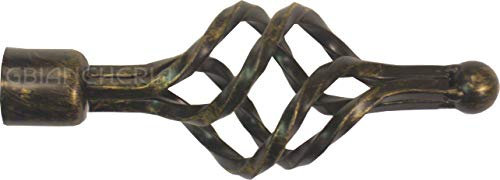 BASTONE ESTENSIBILE IN METALLO ANTICATO NERO/ORO 160X300 CON TERMINALE A TORCIGLIONE (160x300)