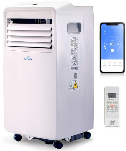 ALLAIR Portable Air Conditioner 3-IN-1 8000 BTU, Dehumidifier, Cooling Fan - WiFi Smart APP, Weekly Timer, Cooling in 10 Minutes,Temperature 17°C - 35°C, Remote Control and Accessories Included