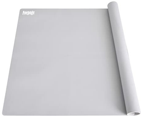 1.5MM Extra Thick Silicone Table Placemats, 27.9 x 20 XL Large Dining Table Mats Heat Resistant, Silicon Place Mats Waterproof for Countertop Protector Kids Kitchen Counter Mat by Foepoge, Grey