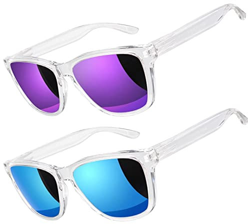 LINVO Sonnenbrille Herren Damen Polarisiert UV400 Klassisch Retro Eckig Sonnenbrille Verspiegelt für Fahren Angeln CAT 3 CE