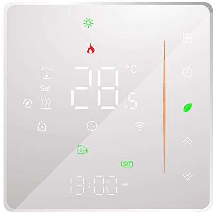 Ailgely Termostato intelligente WiFi, programmabile settimanalmente, supporta Touch Control/Mobile APP/controllo vocale, compatibile con Alexa/Google Home, per caldaia a gas 3A, bianco