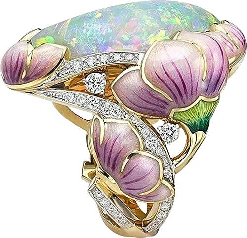 Ringe, bemalte Blumen, Partyring, Ehering, Ehering, Verlobungsring (Farbe: mehrfarbig, Größe: XXS)