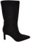 Malu Shoes Stivale tronchetto donna in pelle scamosciata nero punta tacco spillo meta' polpaccio comodo 6 cm zip morbido Basic (39 EU)