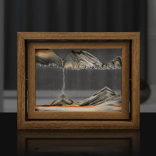 Peinture De Sable Qui Coule, Cadre Sable Mouvant,Cadre Dynamique3D Naturel 3D Sablier De Cadre De Sable En Verre Rectangle,Image D'art De Sable En Mouvement Pour La Maison, Le Bureau ( Color : Gray )