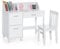 DREAMADE Kinderschreibtisch mit Stuhl, Schülerschreibtisch aus Holz, Jugendschreibtisch, Kinder Schreibtisch für Kinder mit Bücherregal & Schublade & 2 Ablage (Weiß)