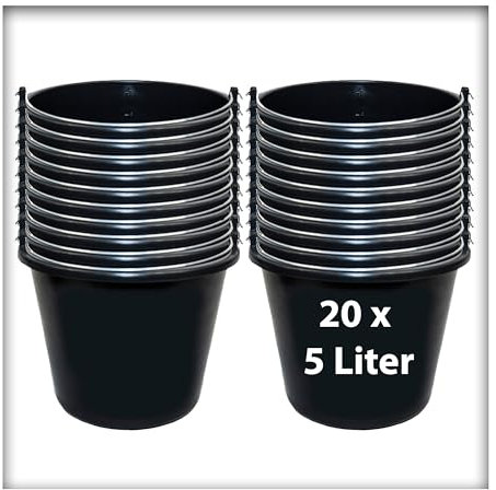 Kieskönig 20 Stk. 5L Metall-Eimer mit Henkel - Rund, 24 cm Ø x 19 cm H, 5 Liter, 0,2 kg