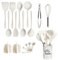18 Piezas Utensilios Cocina de Silicona,Utensilios de Cocina de Silicona,Juego de Utensilios de Cocina de Silicona Resistente al Calor con Cubo para Guardar Utensilios de Cocina (Blanco)