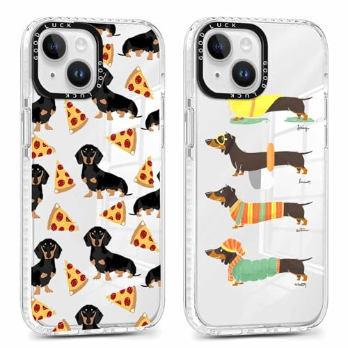 Xylota 2 Stück Transparent Handyhülle für iPhone 14/iPhone 13 6,1 Hülle, Durchsichtig Case mit Muster Niedlich Hund Mädchen Schutzhülle, Weich Silikon Dünn TPU Bumper Stoßfeste Cover für iPhone 14