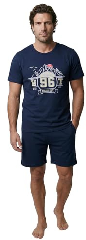 Henry Terre Herren Pyjama Kurz Shorty Set Colorado 96 Schlafanzug Set M-5XL Baumwolle Sommerschlafanzug