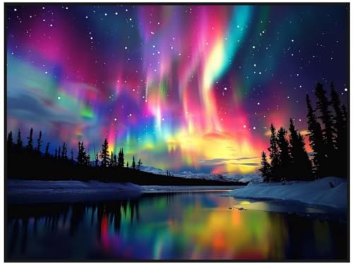 Diamond Painting Aurora Borealis Diamond Painting Erwachsene, 5D Diamant Painting Bilder Full Diamond Painting Kinder, DIY Malen Nach Zahlen Diamant Malerei Stickerei Set für Wand Dekor 30x50 cm S/881