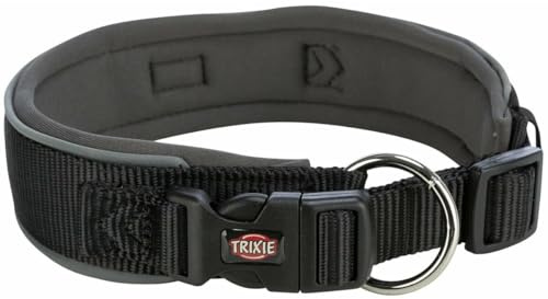 Trixie Premium Halsband fÜr Hund extra breit schwarz/Graphitgrau