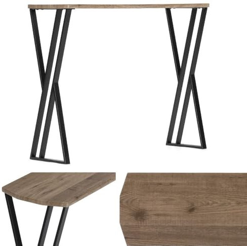 LEBENSwohnART Moderner Konsolentisch TRAVERSO 100cm Industrie-Look Taupe schwarz Metall Schreibtsich