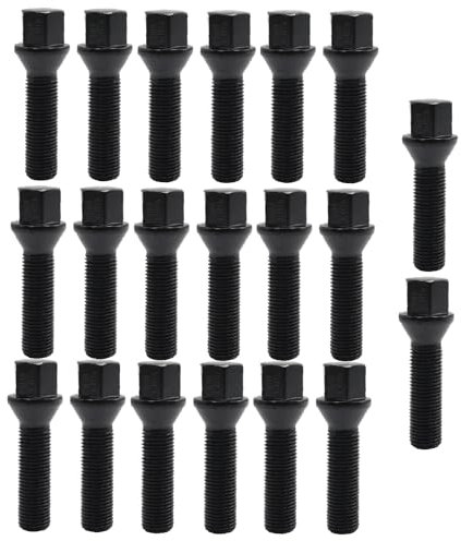 JUUDDENPARTS 20Pcs M14x1.5 Tapered Alloy Seat Wheel Lug Bolts, Black Extended 45mm Wheel Bolts Replacement for Mercedes Replacement for Seat Replacement for Skoda