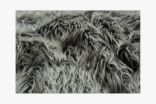 Stoff am Stück Stoff Modacryl Polyester Langflor Fell Zottel grau 5 cm Fellimitat Fellstoff Webpelz weich langflorig