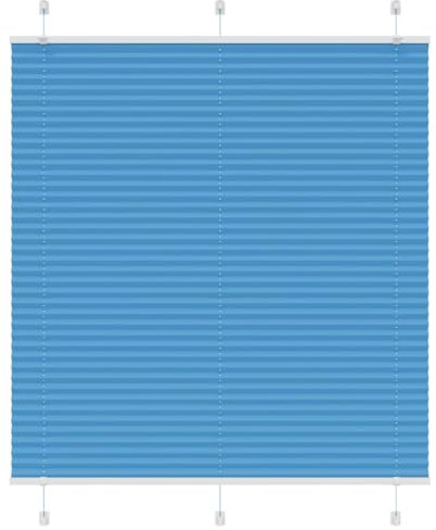 vidaXL Plissee Blau 115x150 cm Stoffbreite 114,4 cm Polyester, Faltrollo, Klemmfix, Plisseerollo, Jalousie, Rollo, Plisseerollo für Fenster
