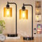 Aooshine Industrial Table Lamps with Amber Glass Shade for Living Room, Desk Lamps for Home Office(Bulbs Included)