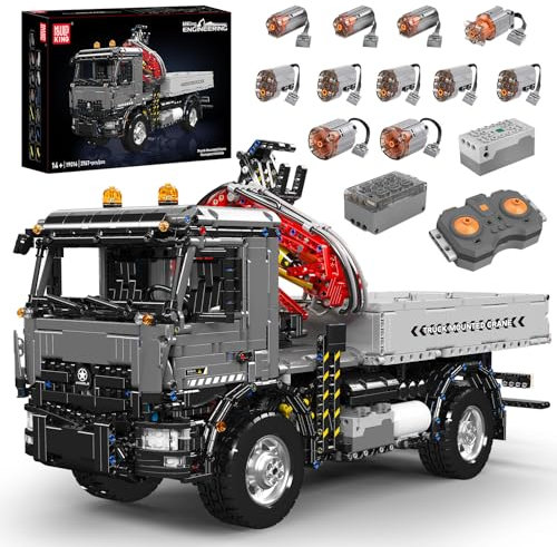 Mould King 19016 Technik Fernbedienbarer mobiler Kran-LKW Bausatz mit elektrischem Ausleger und 11 Motoren – MOC Modell eines Baufahrzeugs.Technologie Transporter Klemmbausteine Bausatz (3767+Teile)