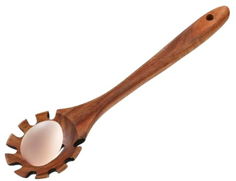 Cucchiaio Spaghetti Legno - 32cm, Materiale Legno Durevole, Server Spaghetti Dentato, Cucchiaio Sospeso Cottura Servizio | Per Servire Pentole E Ciotole | Regalo Inaugurazione Casa Compleanno