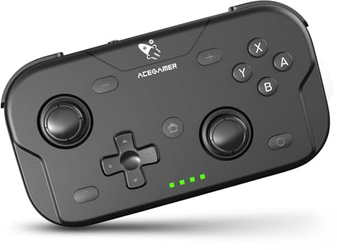 AceGamer Pocket Controller, controller wireless per Switch 2/Switch/PC/iOS/Android, mini gamepad joystick con turbo/sensore giroscopico a 6 assi/attivazione con un solo pulsante (nero)