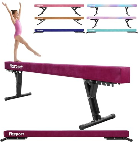 FBSPORT schwebebalken Kinder schwebebalken für zuhause schwebebalken höhenverstellbar Gymnastik Balance Beam 244CM, 5 Höhen Einstellbare High und Low Level Stabile Floor Beam Gym Trainingsgeräte