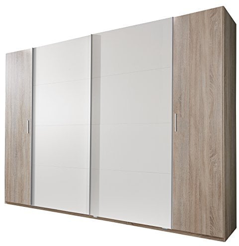 Wimex Kleiderschrank/ Schwebetürenschrank Lotto, (B/H/T) 225 x 210 x 65 cm, Weiß/ Absetzung Eiche Sägerau