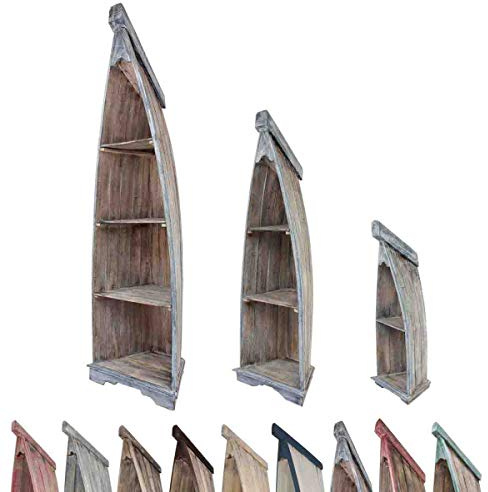Oriental Galerie Bootsregal Boot Regal Bücherregal Bücherschrank Standregal Aufbewahrung 94cm Albesia Holz Braun Blau