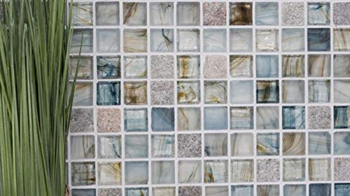 Mosaik Fliese Transluzent hellgrau Glasmosaik Crystal Stein Cream hellgrau für WAND BAD WC DUSCHE KÜCHE FLIESENSPIEGEL THEKENVERKLEIDUNG BADEWANNENVERKLEIDUNG Mosaikmatte Mosaikplatte
