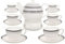Buchensee Kaffeeservice aus Fine Bone China Porzellan. Tee- / Kaffeekanne 1,5l mit stilvollem Rautendekor, 6 Kaffeetassen, 6 Unterteller und Stövchen.
