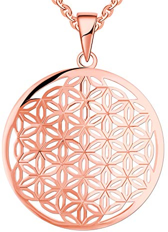 JO WISDOM Damen Kette Lebensblume Silber 925 Halskette Anhänger Blume des Lebens Amulett mit Rosé Vergoldet,Schmuck für Frauen