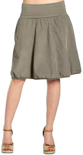 Caspar RO004 Damen Cord Rock Knielang, Farbe:Taupe, Größe:L-XL