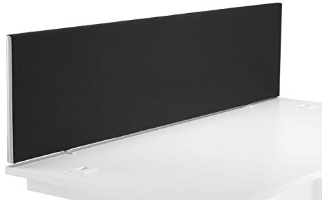 Office Hippo Upholstered Desktop Office Screen, G-Clamp Included, Fire-Retardant, Black, 180 x 3 x 40 cm