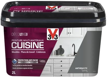 V33 Peinture Multi-Matériaux Cuisine Déco LAB Anthracite Satin 2 L