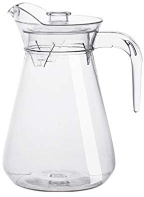 Angoily Karaffe Wasserkaraffe Acryl Karaffe Glaskaraffe Transparent mit Deckel Ausgießer für Kaltes Heißes Wasser Getränke Eistee Hausgemachte Getränke Milch Kaffee Wein- 1.5L