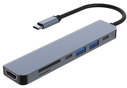Multiport USB C Hub - 7 in 1 USB Type-C Docking Station with 4K HDMI, 100W PD, 2 USB 3.0, SD/TF Card Reader and USB-C Compatible with MacBook Air/Pro, iPad, XPS, Steam Deck, Switch, More