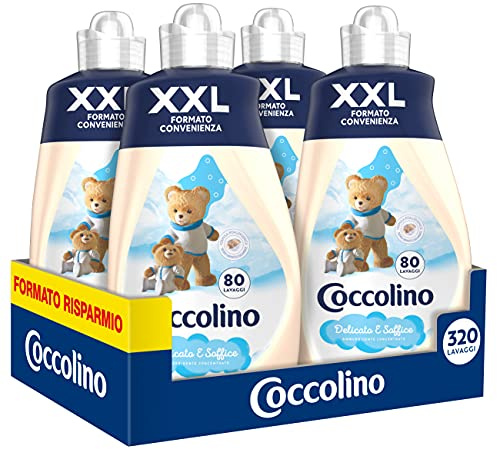 Coccolino Ammorbidente Concentrato Delicato & Soffice 8 Litri 320 Lavaggi, 4x80 Lavaggi