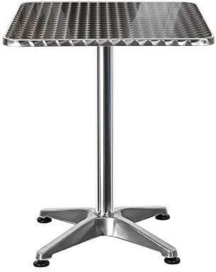 2 in 1 Stehtisch Bistrotisch in Edelstahl und Alu, Höhenverstellbar 70 oder 110 cm, In- & Outdoor Bartisch Bistro Gartentisch Klappbar Ø 60cm (Quadrat)