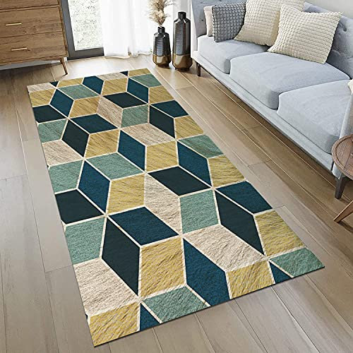 LIHY Flurläufer Teppich, rutschfeste geometrische Muster Küchenteppiche Türmatte Indoor, Breite 60cm/ 80cm/ 100cm/ 120cm, 5mm(Size:100×100cm)