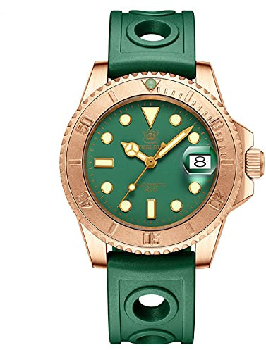 Steeldive SD1953S Bronze Taucheruhr BGW9 Blaues Lume 20ATM NH35 Herren Automatische Taucheruhr (Farbe 1), Armband