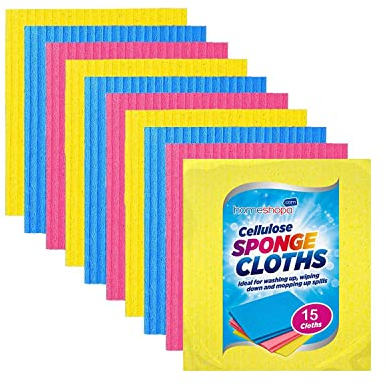 Eco-Friendly Swedish Dishcloths Cellulose Sponge Cloth Biodegradable Super Absorbent for Washing Dishes, Wiping Down Surfaces & Mopping Up Spills Kitchen Multi-Purpose Reusable Cloths (10)