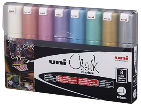 UNI - Kreidemarker 8M – Metallic-Farben, 8 Stück.