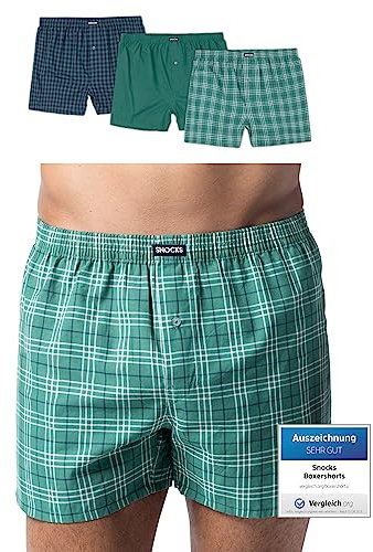 Snocks American Boxershorts Herren aus Bio-Baumwolle 3er-Pack, Weite Passform und lockerer Fit, Kein juckendes Etikett und komfortabler Bund, Unterhosen Herren Gr.XXL, Farbe Mix Sea Green