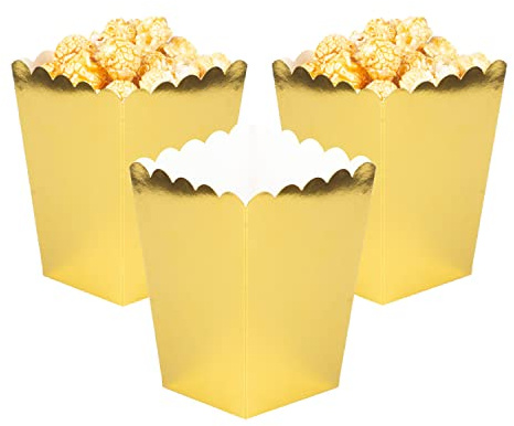 Ainmto 24 Stück Golden Popcorn Boxen und Kästen für Filmabend-Party
