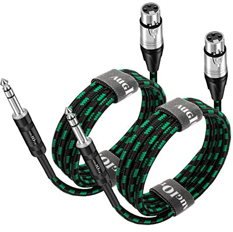 Augioth XLR Female to 1/4 cable 2 Meter 2Pack, Balance 6.35mm TRS Plug to 3-pin XLR Female, Quarter inch TRS Female to XLR Female Mic Cable for Microphone,Mixer,Amplifier